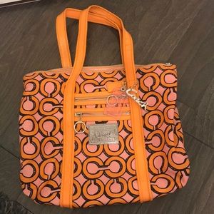 Coach orange and pink tote